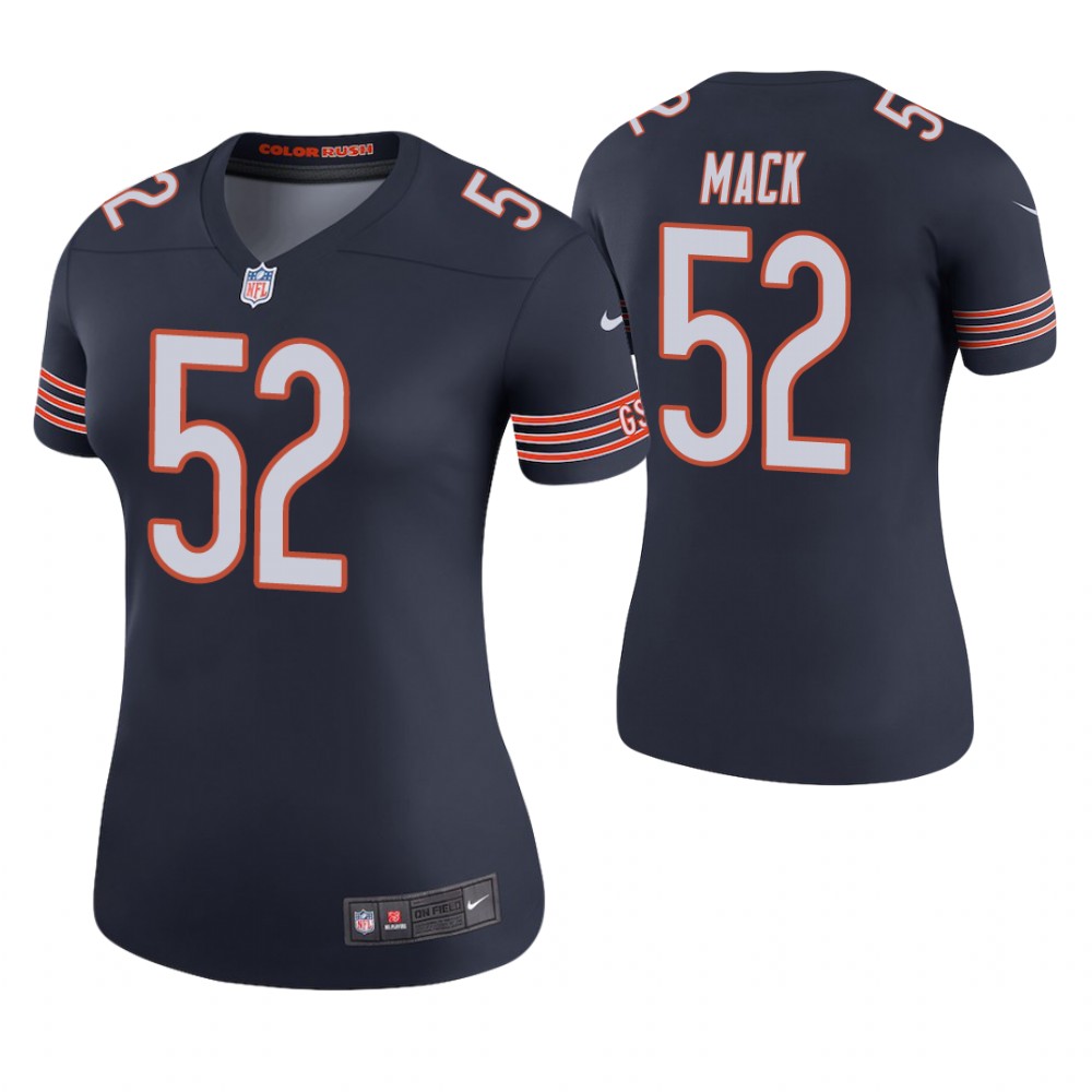 Women Chicago Bears #52 Khalil Mack Navy Color Rush Legend Jersey