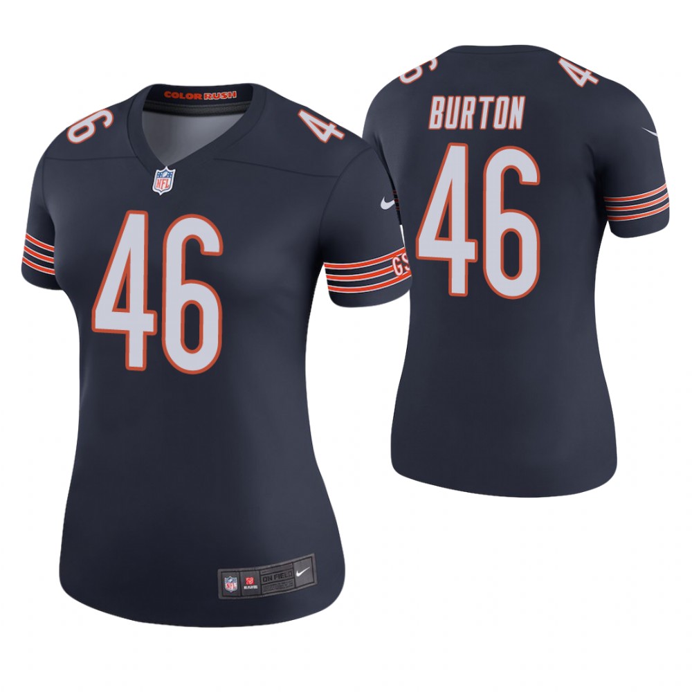 Women Chicago Bears #46 Michael Burton Navy Color Rush Legend Jersey