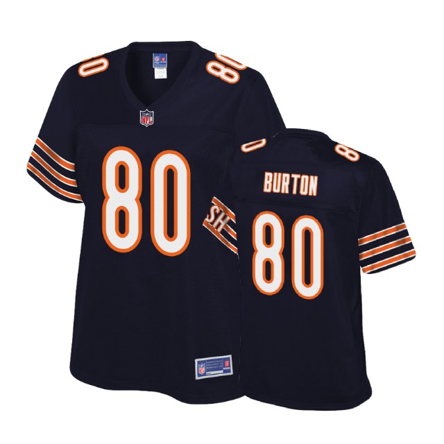 Women Chicago Bears #80 Trey Burton Navy Player Pro Line Jersey