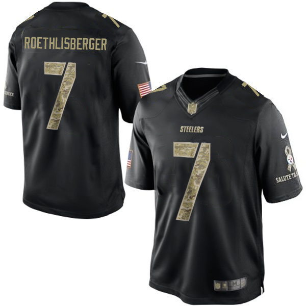 Pittsburgh Steelers #7 Ben Roethlisberger Black Salute To Service Jersey