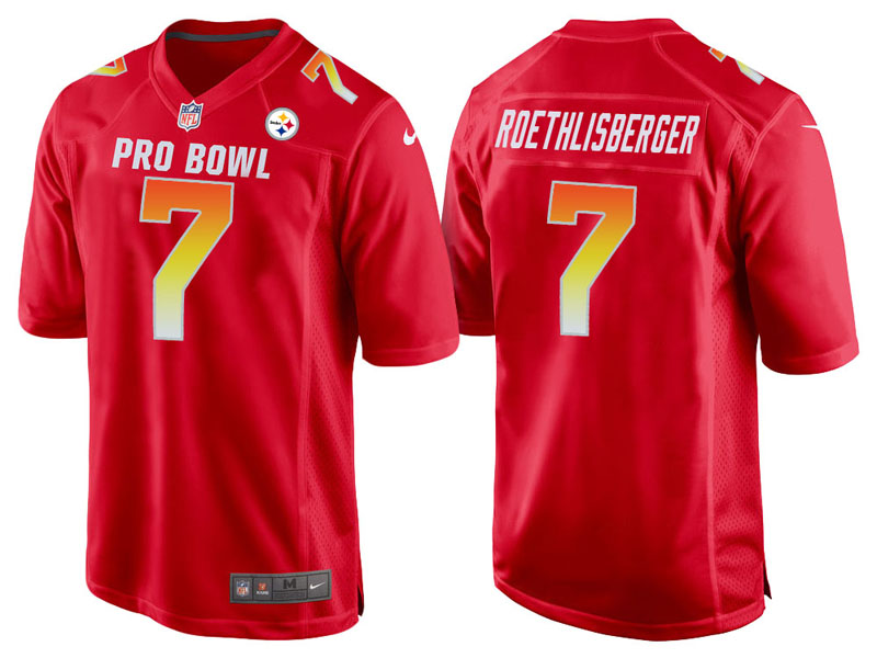 2018 Pro Bowl AFC Pittsburgh Steelers #7 Ben Roethlisberger Red Game Jersey
