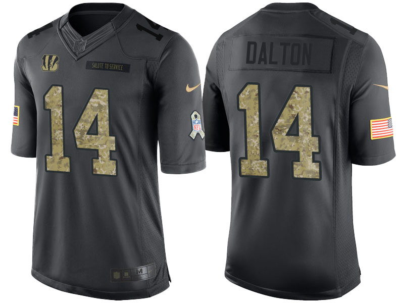 Cincinnati Bengals #14 Andy Dalton Camo Anthracite Salute to Service Limited Jersey With Super Bowl LVI Patch