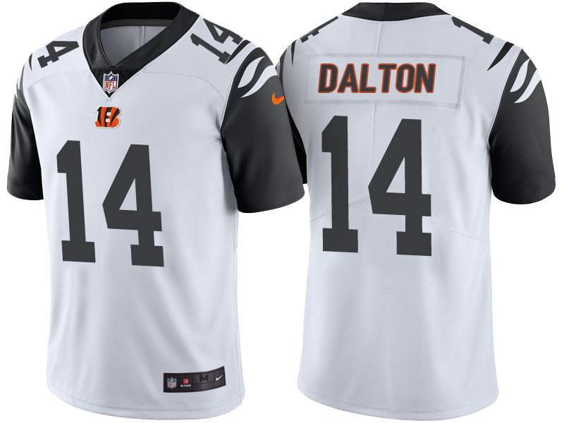 Cincinnati Bengals #14 Andy Dalton White Color Rush Limited Jersey With Super Bowl LVI Patch