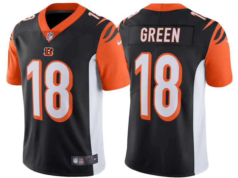 2017 Cincinnati Bengals #18 A.J. Green Black Vapor Untouchable Limited Jersey With Super Bowl LVI Patch