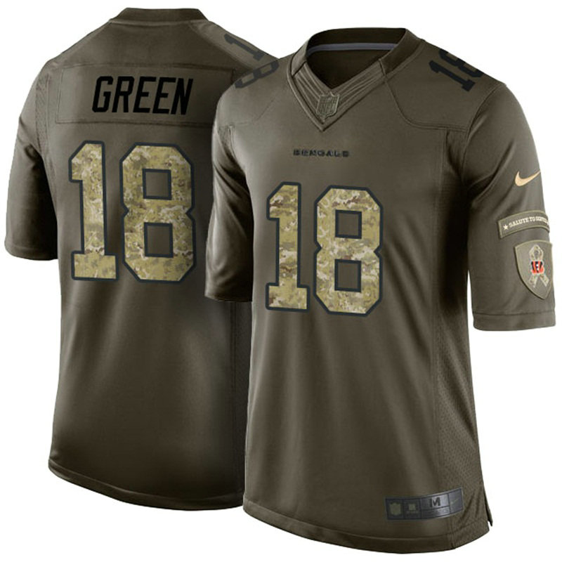 Cincinnati Bengals #18 A.J. Green Green Salute To Service Jersey With Super Bowl LVI Patch Cincinnati Bengals #18 A.J. Green Green Salute To Service Jersey With Super Bowl LVI Patch