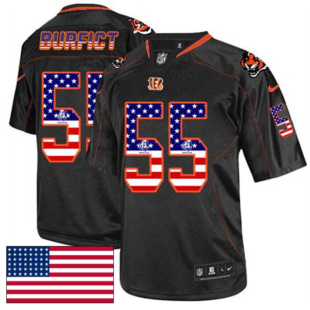 Cincinnati Bengals #55 Vontaze Burfict Black USA Flag Fashion Jersey With Super Bowl LVI Patch Cincinnati Bengals #55 Vontaze Burfict Black USA Flag Fashion Jersey With Super Bowl LVI Patch