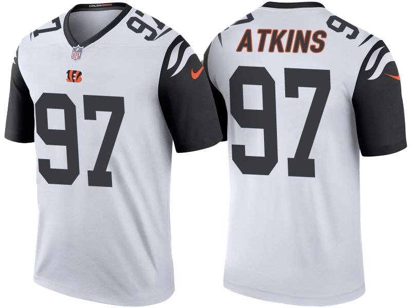 Cincinnati Bengals #97 Geno Atkins White Color Rush Legend Jersey With Super Bowl LVI Patch Cincinnati Bengals #97 Geno Atkins White Color Rush Legend Jersey With Super Bowl LVI Patch