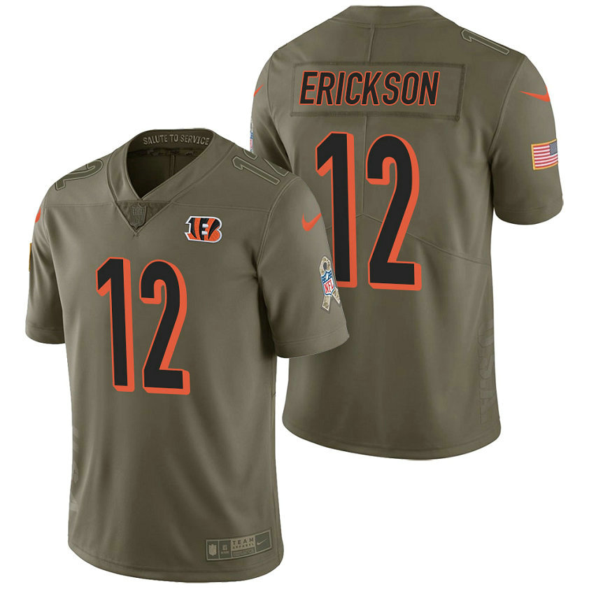 Cincinnati Bengals #12 Alex Erickson Olive 2017 Salute to Service Limited Jersey With Super Bowl LVI Patch