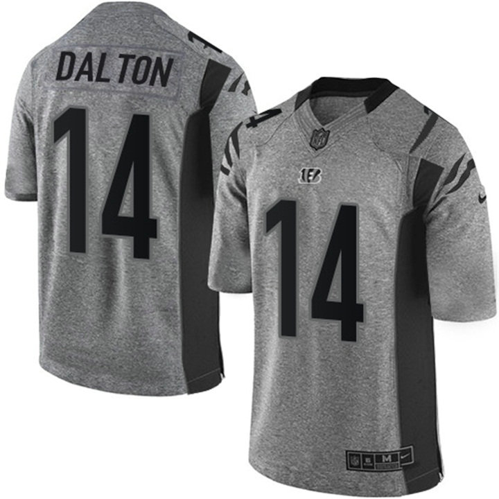 Cincinnati Bengals #14 Andy Dalton Gridiron Gray Limited Jersey With Super Bowl LVI Patch