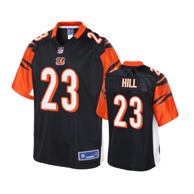 Cincinnati Bengals #23 Brian Hill Black Player Pro Line Jersey With Super Bowl LVI Patch