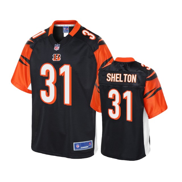 Youth Cincinnati Bengals #31 Sojourn Shelton Black Player Pro Line Jersey With Super Bowl LVI Patch Youth Cincinnati Bengals #31 Sojourn Shelton Black Player Pro Line Jersey With Super Bowl LVI Patch