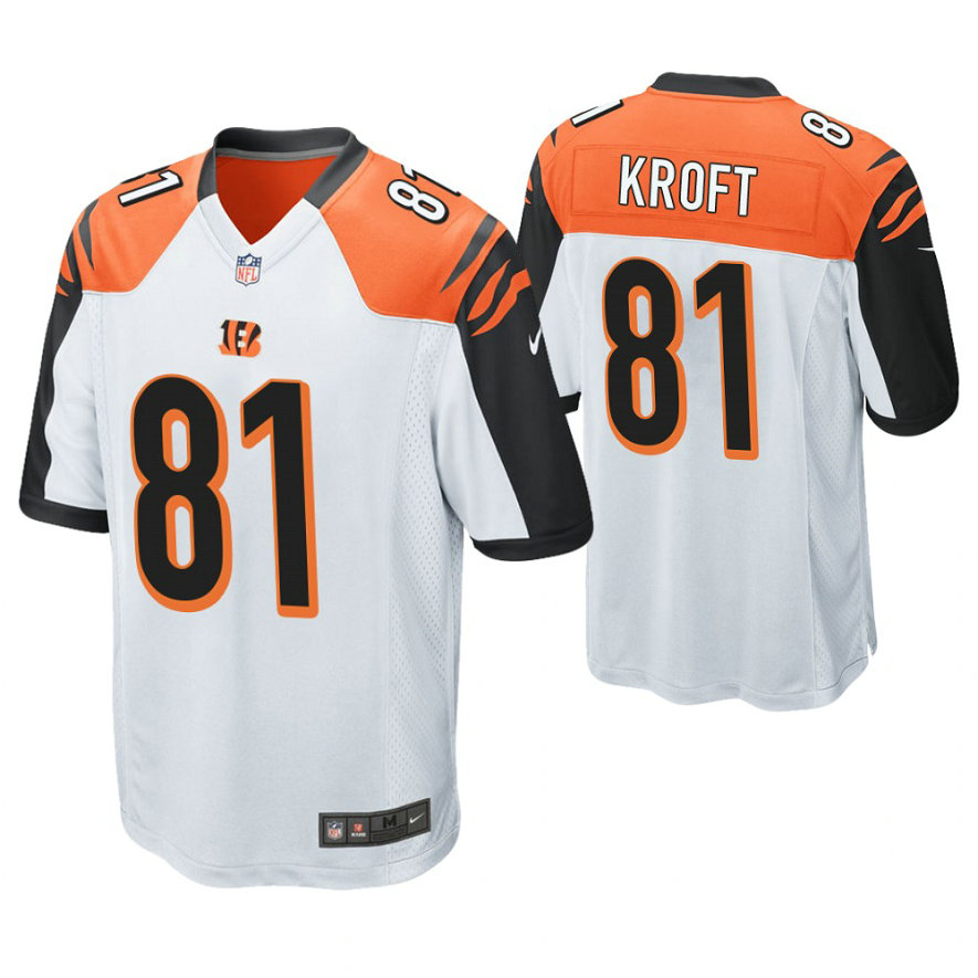 Cincinnati Bengals #81 Tyler Kroft White Game Jersey With Super Bowl LVI Patch Cincinnati Bengals #81 Tyler Kroft White Game Jersey With Super Bowl LVI Patch