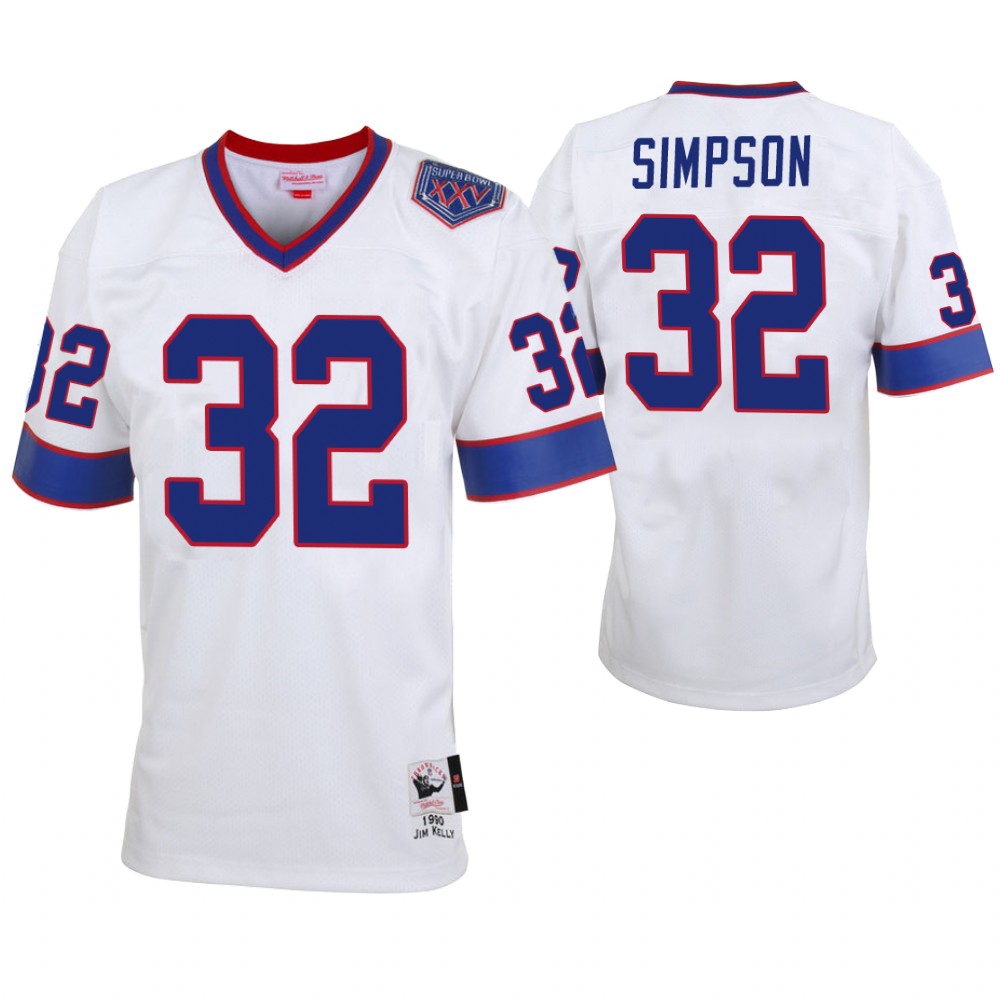 Buffalo Bills #32 O. J. Simpson White Vintage Replica Retired Player Jersey