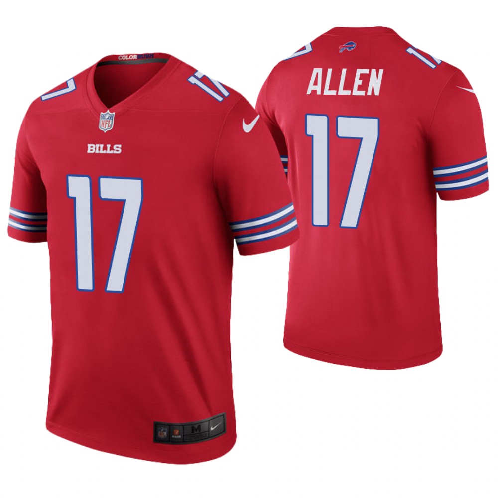 Buffalo Bills #17 Josh Allen Red Color Rush Legend Jersey