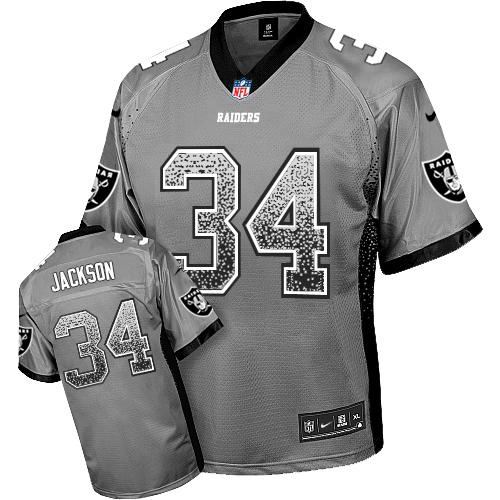 Oakland Raiders #34 Bo Jackson Grey Drift Fashion Jersey