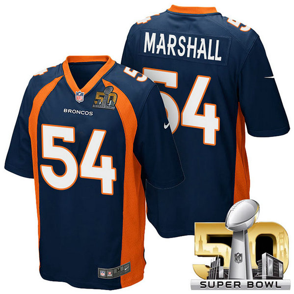 Denver Broncos #54 Brandon Marshall Navy Blue 2016 Super Bowl 50 Limited Jersey Denver Broncos #54 Brandon Marshall Navy Blue 2016 Super Bowl 50 Limited Jersey