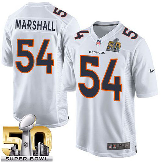 Denver Broncos #54 Brandon Marshall White Super Bowl 50 Game Event Jersey Denver Broncos #54 Brandon Marshall White Super Bowl 50 Game Event Jersey