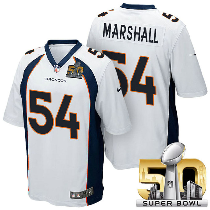 Denver Broncos #54 Brandon Marshall White 2016 Super Bowl 50 Limited Jersey Denver Broncos #54 Brandon Marshall White 2016 Super Bowl 50 Limited Jersey