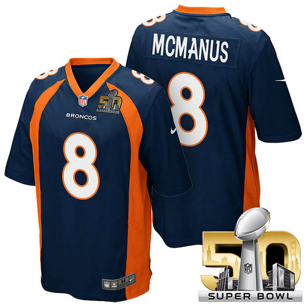 Denver Broncos #8 Brandon McManus Navy Blue 2016 Super Bowl 50 Limited Jersey Denver Broncos #8 Brandon McManus Navy Blue 2016 Super Bowl 50 Limited Jersey