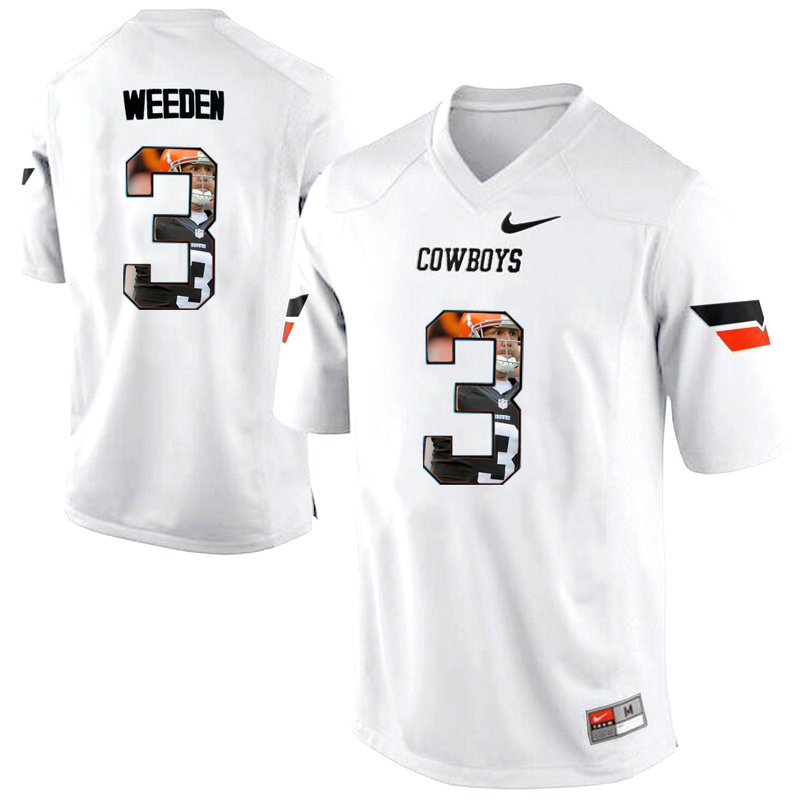 Brandon Weeden #3 Oklahoma State Cowboys White College Football Jersey