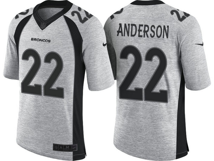 Denver Broncos #22 C.J. Anderson 2016 Gridiron Gray II Limited Jersey Denver Broncos #22 C.J. Anderson 2016 Gridiron Gray II Limited Jersey