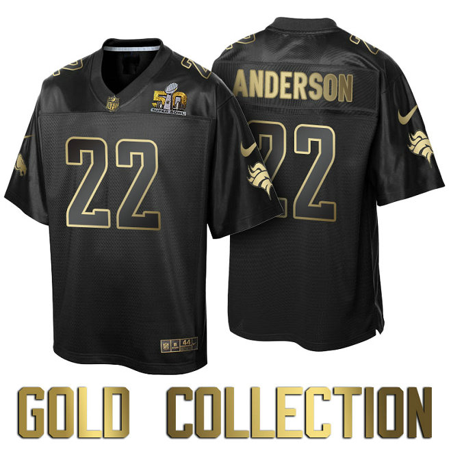 Denver Broncos #22 C.J. Anderson Super Bowl 50th Black Gold Collection Jersey