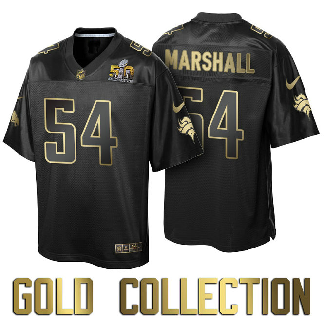 Denver Broncos #54 Brandon Marshall Super Bowl 50th Black Gold Collection Jersey Denver Broncos #54 Brandon Marshall Super Bowl 50th Black Gold Collection Jersey