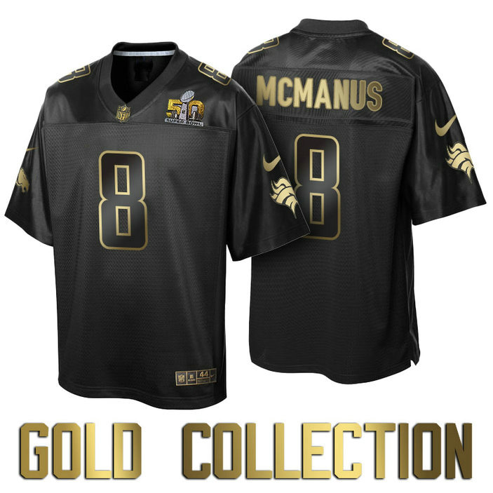 Denver Broncos #8 Brandon McManus Super Bowl 50th Black Gold Collection Jersey Denver Broncos #8 Brandon McManus Super Bowl 50th Black Gold Collection Jersey