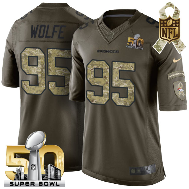 Super Bowl 50 Denver Broncos #95 Derek Wolfe Green Salute To Service Limited Jersey