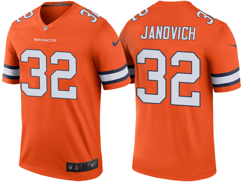 Denver Broncos #32 Andy Janovich Orange Color Rush Legend Jersey Denver Broncos #32 Andy Janovich Orange Color Rush Legend Jersey