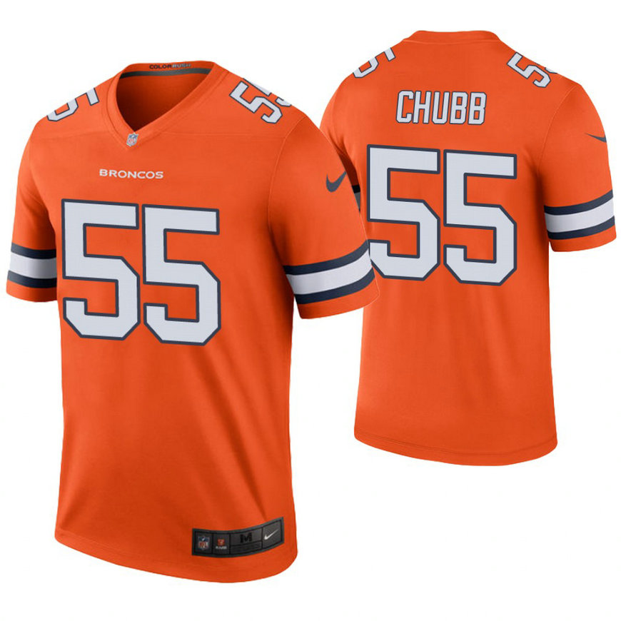 Denver Broncos #55 Bradley Chubb Orange Color Rush Legend Jersey Denver Broncos #55 Bradley Chubb Orange Color Rush Legend Jersey