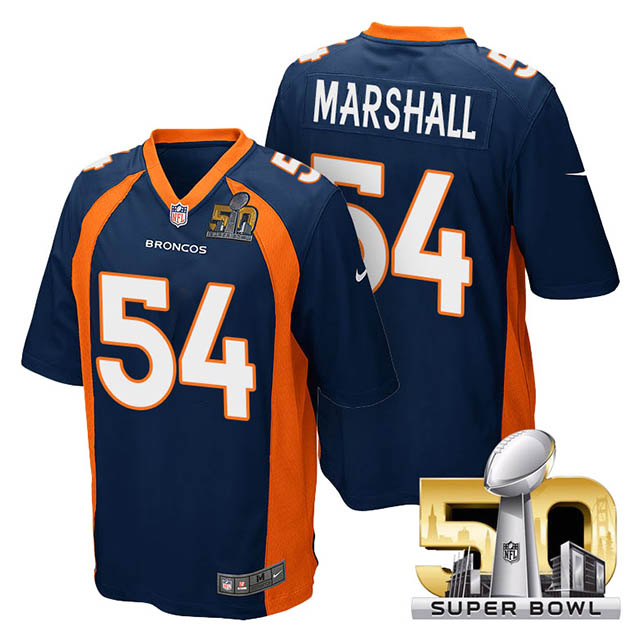 Youth Denver Broncos #54 Brandon Marshall Navy Blue 2016 Super Bowl 50 Game Jersey Youth Denver Broncos #54 Brandon Marshall Navy Blue 2016 Super Bowl 50 Game Jersey