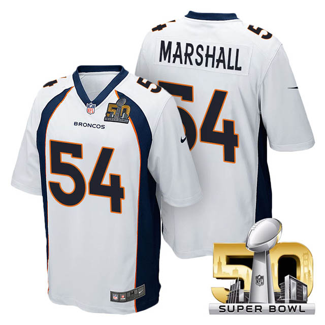 Youth Denver Broncos #54 Brandon Marshall White 2016 Super Bowl 50 Game Jersey Youth Denver Broncos #54 Brandon Marshall White 2016 Super Bowl 50 Game Jersey