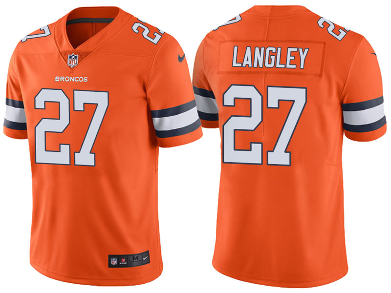 Denver Broncos #27 Brendan Langley Orange Vapor Untouchable Color Rush Limited Jersey