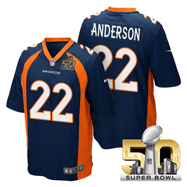Youth Denver Broncos #22 C.J. Anderson Navy Blue 2016 Super Bowl 50 Game Jersey Youth Denver Broncos #22 C.J. Anderson Navy Blue 2016 Super Bowl 50 Game Jersey