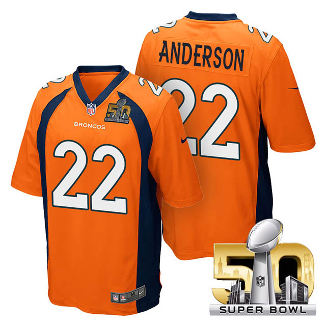Youth Denver Broncos #22 C.J. Anderson Orange 2016 Super Bowl 50 Game Jersey Youth Denver Broncos #22 C.J. Anderson Orange 2016 Super Bowl 50 Game Jersey