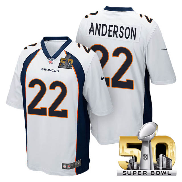 Youth Denver Broncos #22 C.J. Anderson White 2016 Super Bowl 50 Game Jersey Youth Denver Broncos #22 C.J. Anderson White 2016 Super Bowl 50 Game Jersey