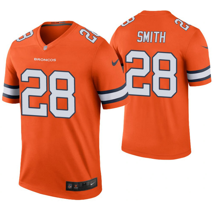 Denver Broncos #28 C.J. Smith Orange Color Rush Legend Jersey Denver Broncos #28 C.J. Smith Orange Color Rush Legend Jersey