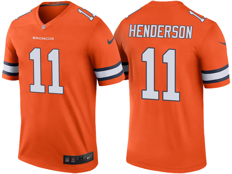 Denver Broncos #11 Carlos Henderson Orange Color Rush Legend Jersey