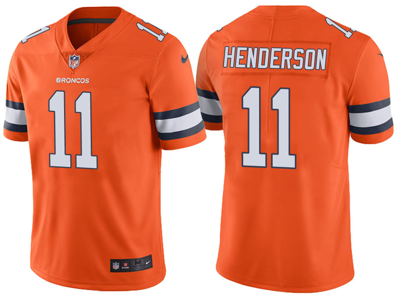 Denver Broncos #11 Carlos Henderson Orange Vapor Untouchable Color Rush Limited Jersey