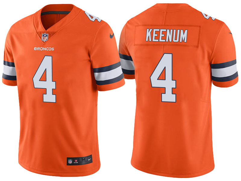 Denver Broncos #4 Case Keenum Orange Vapor Untouchable Color Rush Limited Jersey Denver Broncos #4 Case Keenum Orange Vapor Untouchable Color Rush Limited Jersey