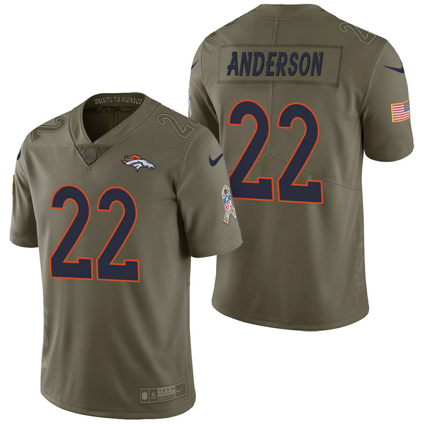 Denver Broncos #22 CJ Anderson Olive 2017 Salute to Service Limited Jersey Denver Broncos #22 CJ Anderson Olive 2017 Salute to Service Limited Jersey