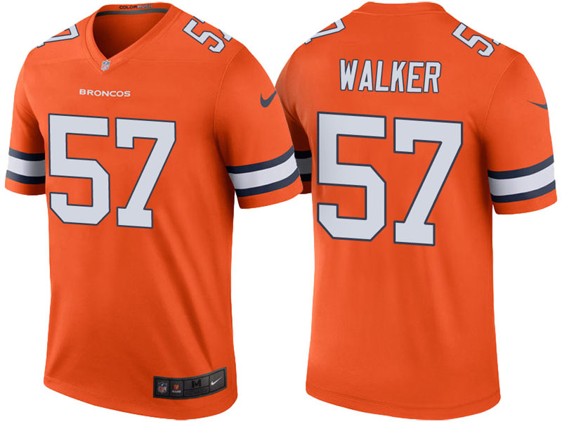 Denver Broncos #57 DeMarcus Walker Orange Color Rush Legend Jersey