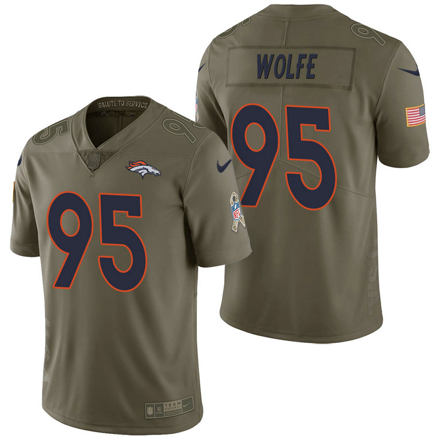 Denver Broncos #95 Derek Wolfe Olive 2017 Salute to Service Limited Jersey