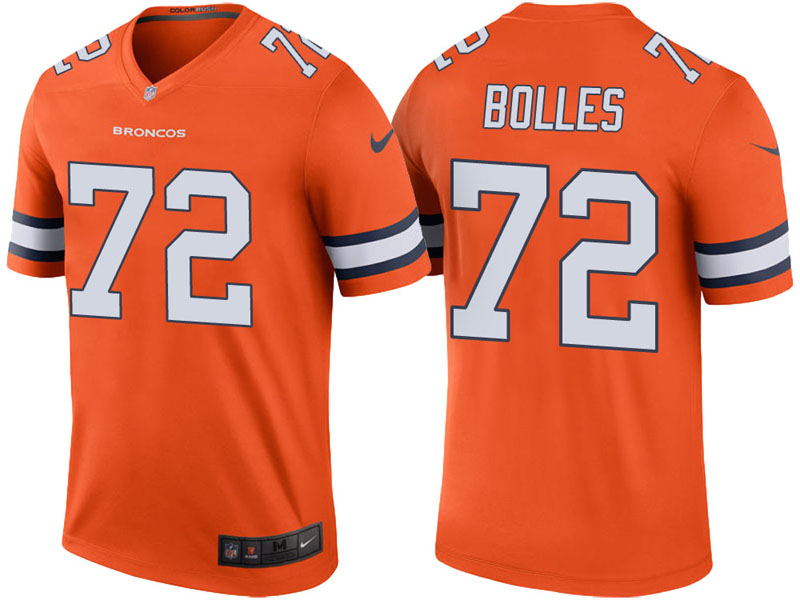 Denver Broncos #72 Garett Bolles Orange Color Rush Legend Jersey Denver Broncos #72 Garett Bolles Orange Color Rush Legend Jersey