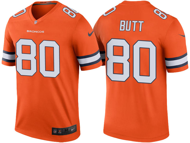 Denver Broncos #80 Jake Butt Orange Color Rush Legend Jersey