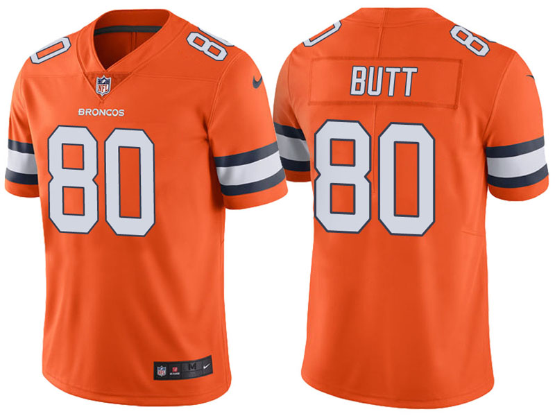 Denver Broncos #80 Jake Butt Orange Vapor Untouchable Color Rush Limited Jersey