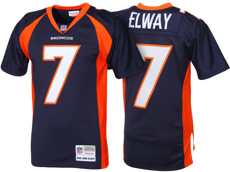 Denver Broncos #7 John Elway Navy Blue 1998 Retired Player Vintage Replica Jersey