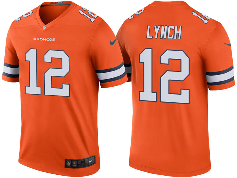 Denver Broncos #12 Paxton Lynch Orange Color Rush Legend Jersey