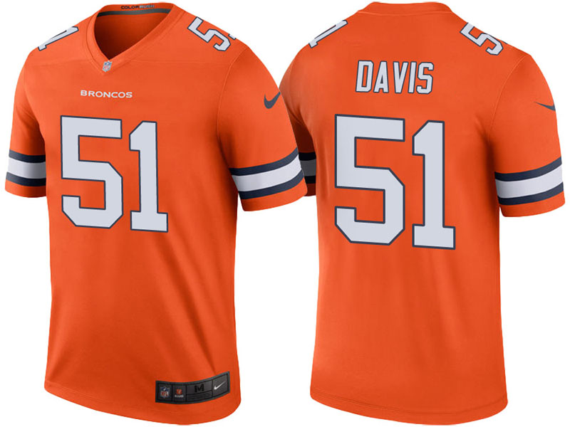 Denver Broncos #51 Todd Davis Orange Color Rush Legend Jersey